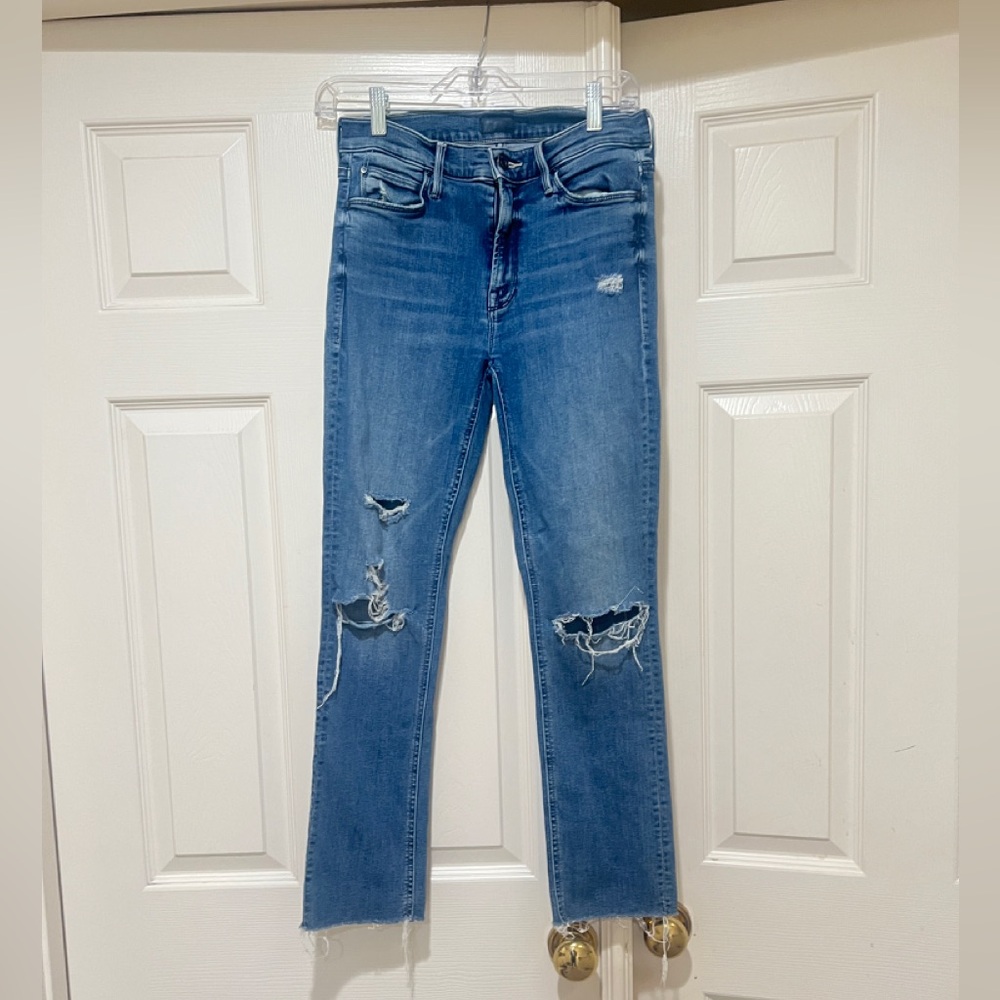 MOTHER Denim The Mid Rise Dazzler Ankle‎ Distress Weekend Warrior Jeans  Size 27